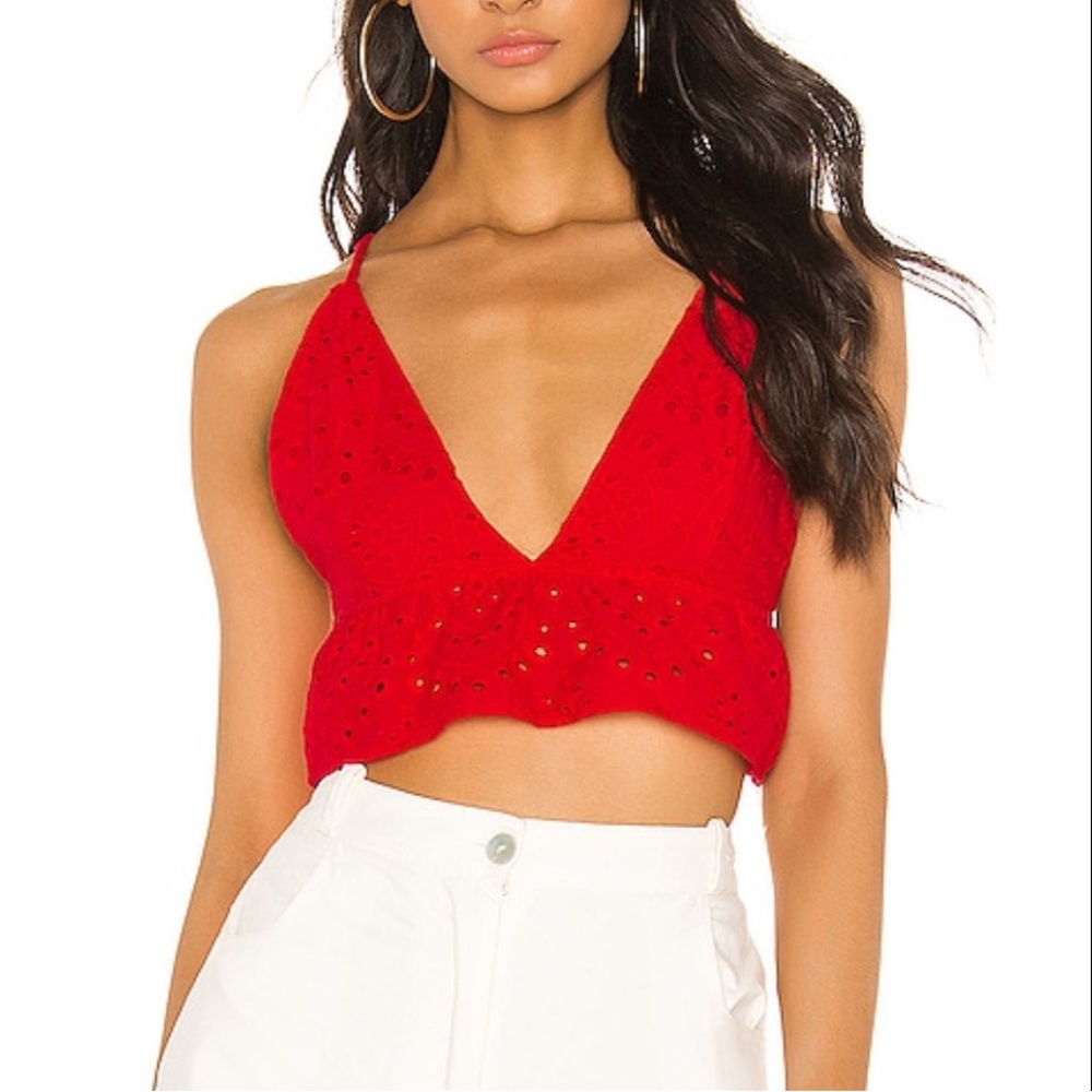 Superdown ‘Kylie Babydoll Top’ in Red, Size: XS